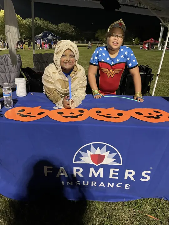 Trick-or-treaters at our booth